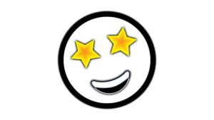 White color laugh emoji png free download with star eyes emoji