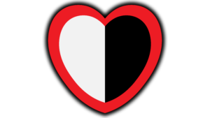 black, white, red color heart png image