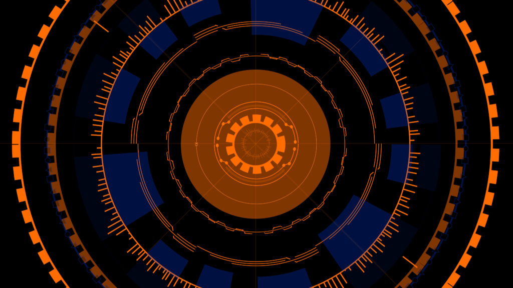 Orange and Blue Minimalistic Futuristic Background with a Focus on Advanced Technology and Modern Aesthetics