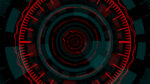 Red Technology Background with Cyan Sci Fi Futuristic Elements and Circular Patterns